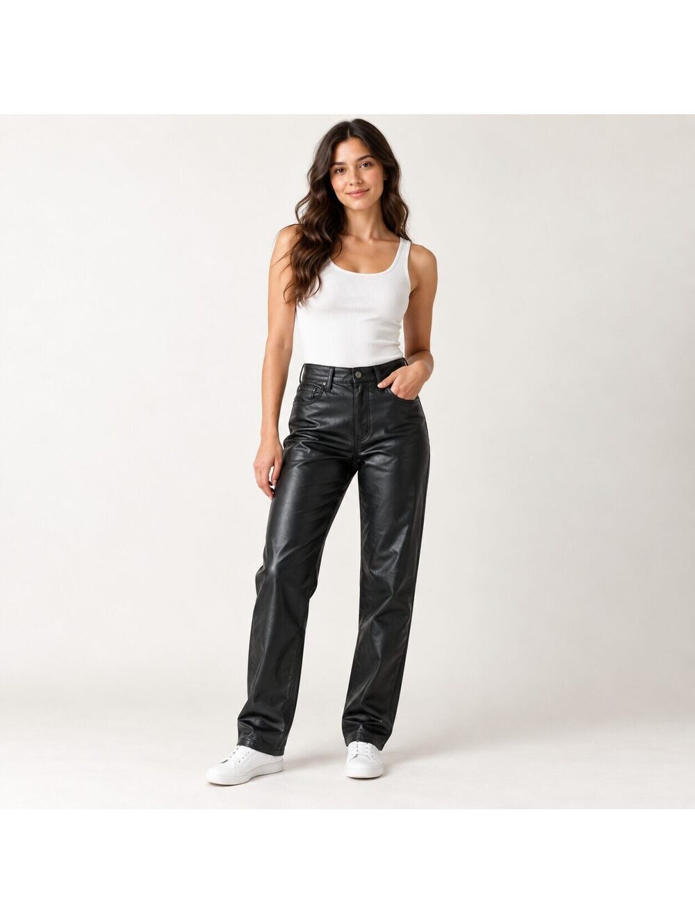 Abercrombie & Fitch Curve Love 90s Straight Faux Leather Pants Black 30/10